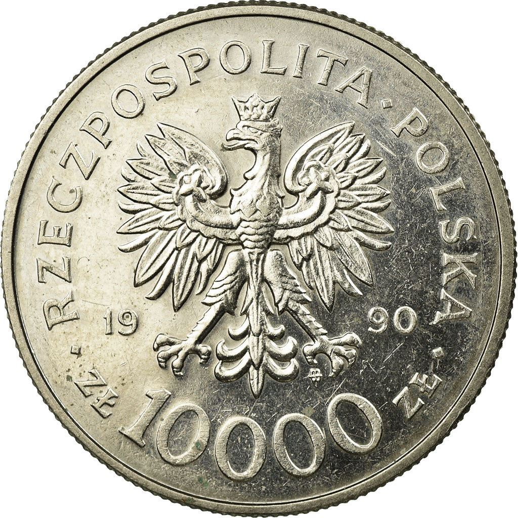 Poland | 10 000 Złotych Coin | Solidarity Monument | Eagle | KM195 | 1990