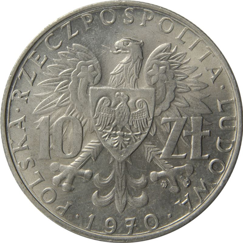 Poland | 10 Złotych Coin | Anniversary of Provincial Annexations | Assordet Shield | KM62 | 1970