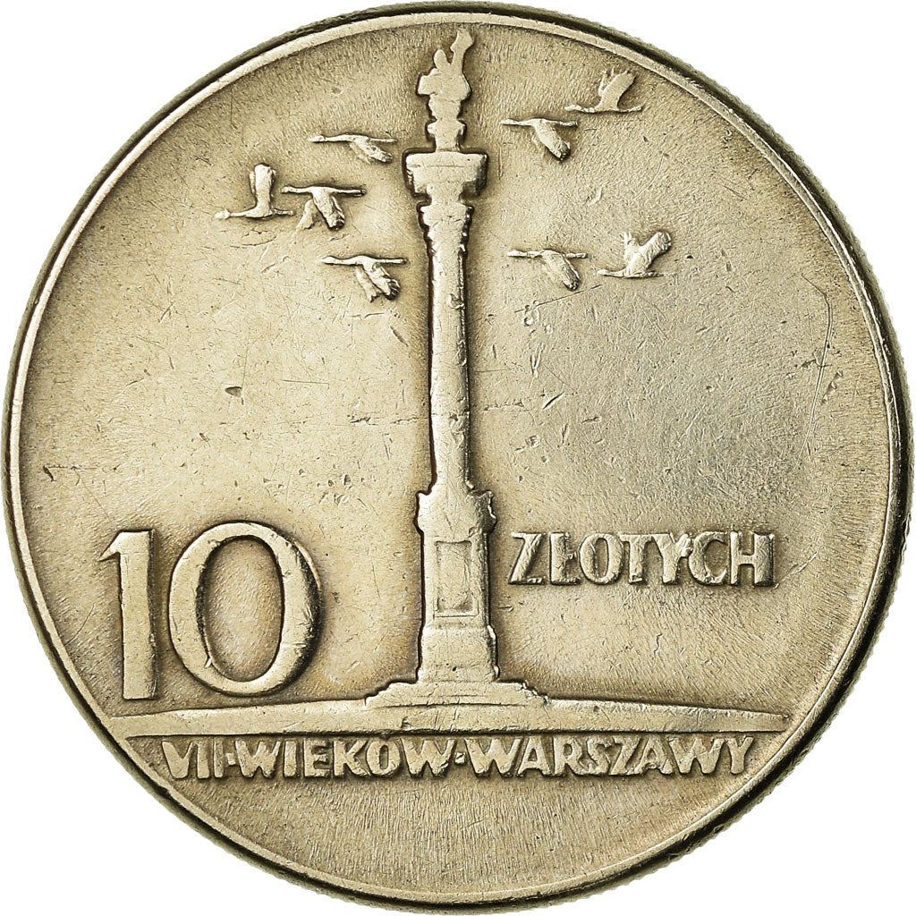 Poland | 10 Złotych Coin | Anniversary of Warsaw | Sigismund Pillar | Eagle | KM55 | 1965