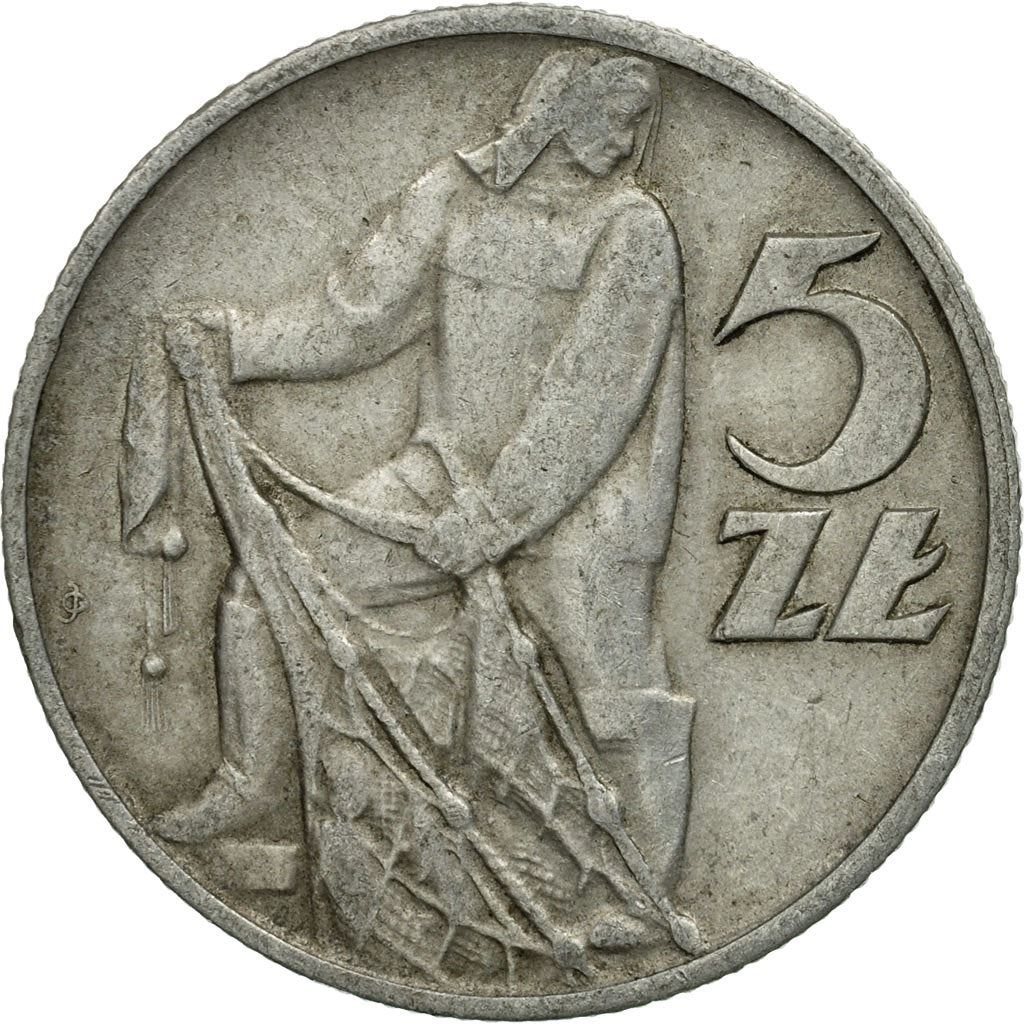 Poland | 5 Zlotych Coin | Fisherman | Eagle | KM47 | 1958 - 1974