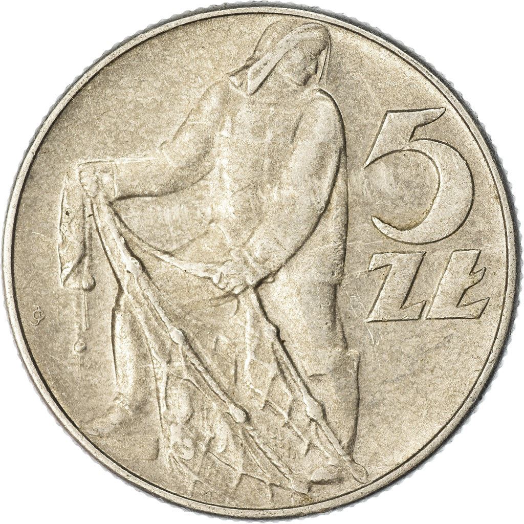 Poland | 5 Zlotych Coin | Fisherman | Eagle | KM47 | 1958 - 1974