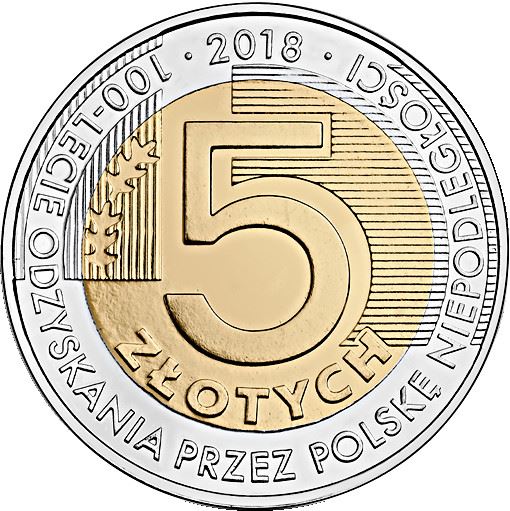 Poland | 5 Z?otych | Regaining Independence Anniversary | Eagle | KM | 2018