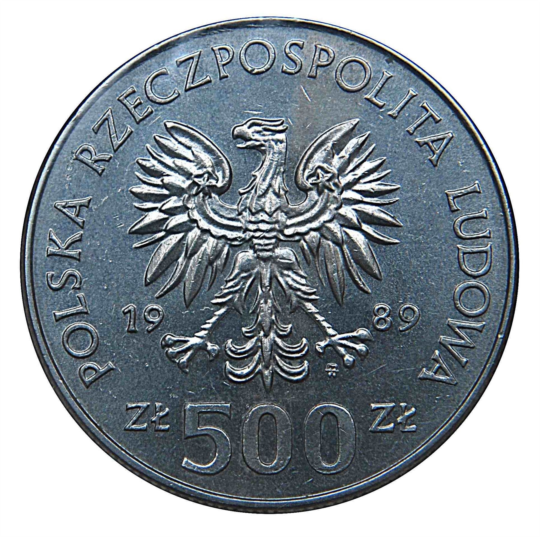 Poland | 500 Złotych Coin | Defensive War of Poland | Infantry Soldier | Eagle | KM185 | 1989