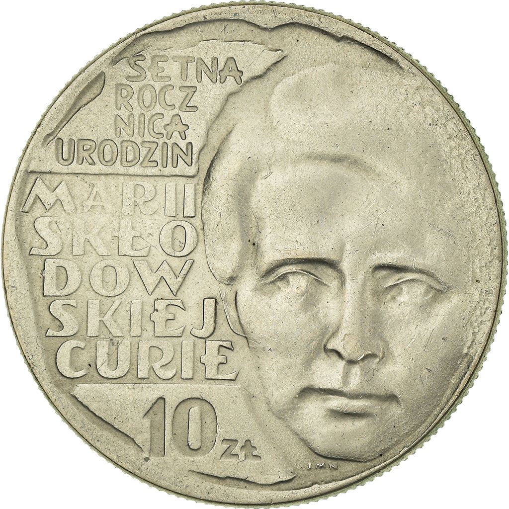 Polish 10 Zlotych Coin | Maria Sklodowska | Marie Curie | Eagle | Poland | 1967