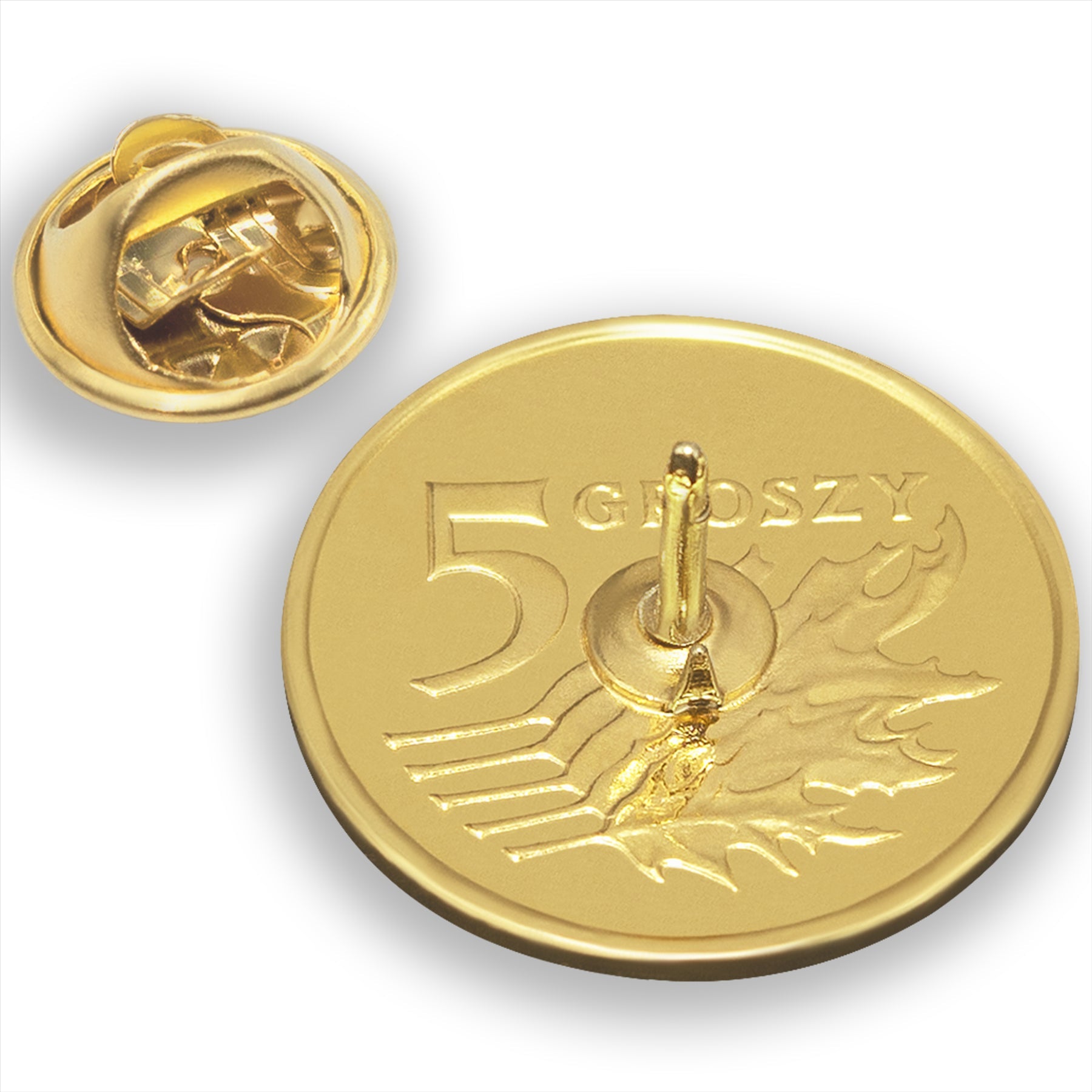 Polish Coin Pin Brooch Badge | Genuine 5 Grosz | 18K Gold Plated | Eagle | Symbol Of Pride