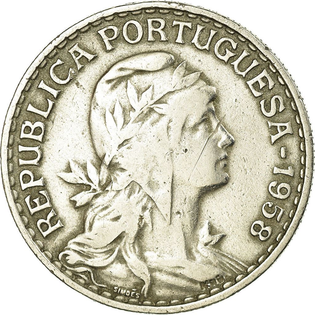 Portugal 1 Escudo Coin | Republica Head | KM578 | 1927 - 1968