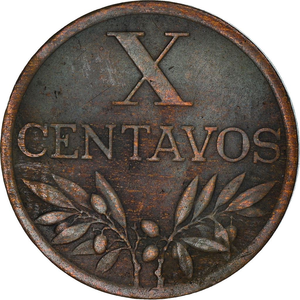 Portugal 10 Centavos Coin | Cross | Olive Branch | KM583 | 1942 - 1969