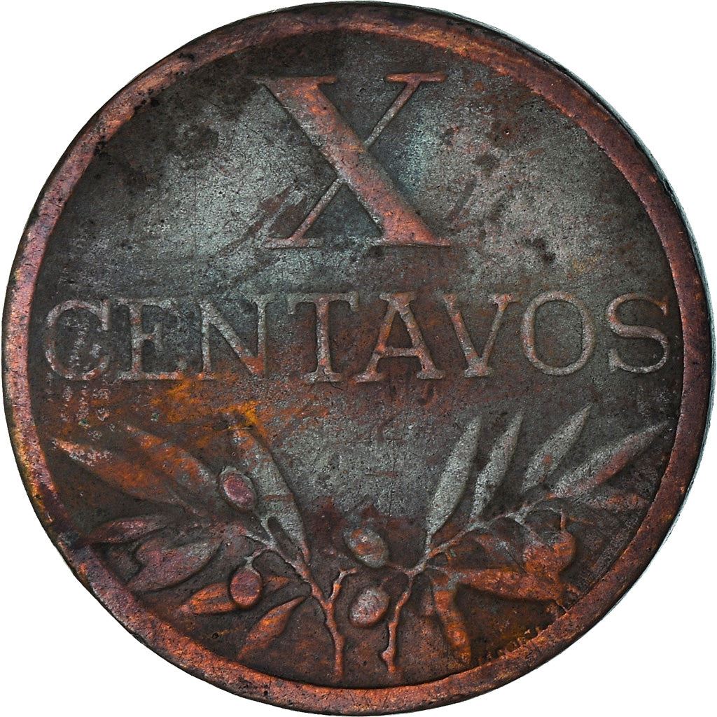 Portugal 10 Centavos Coin | Cross | Olive Branch | KM583 | 1942 - 1969