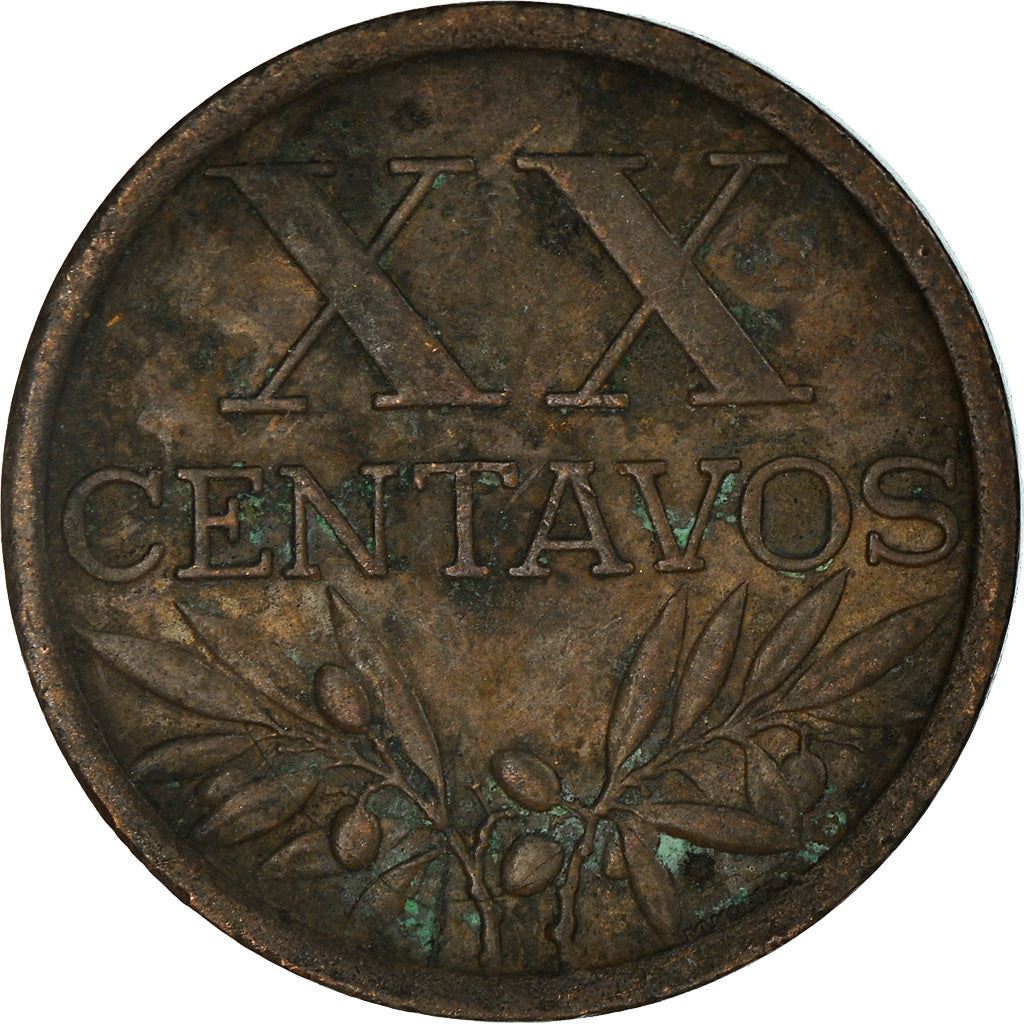 Portugal 20 Centavos Coin | Olive Branch | Cross | KM584 | 1942 - 1969