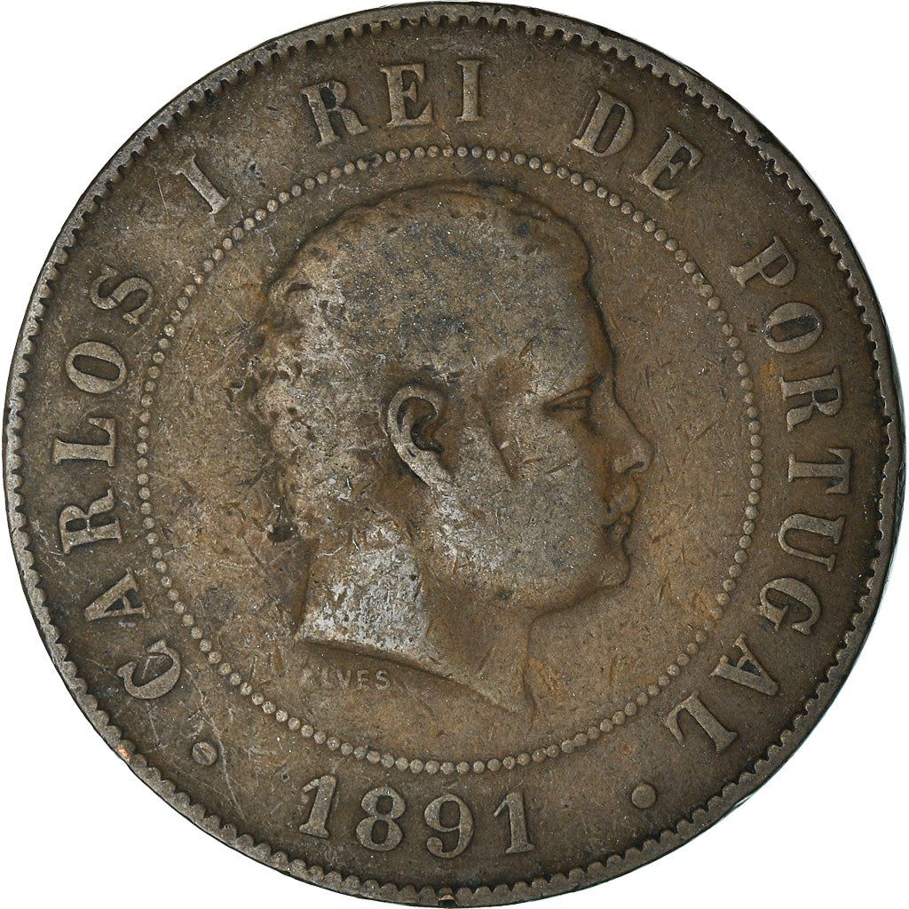 Portugal 20 Reis Coin | King Carlos I | KM533 | 1891 - 1892