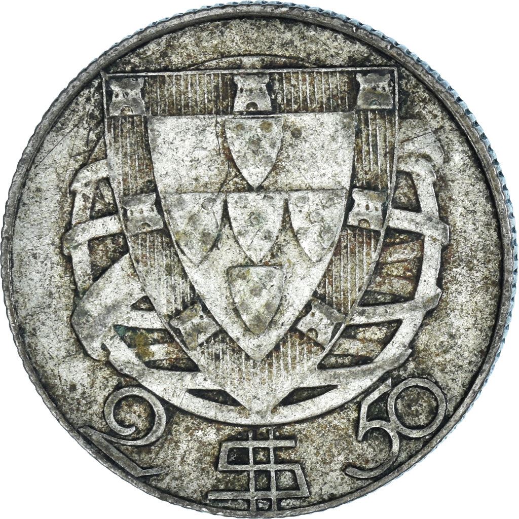 Portugal 2.50 Escudos Coin | Portuguese Ship | Silver | 1932 - 1951