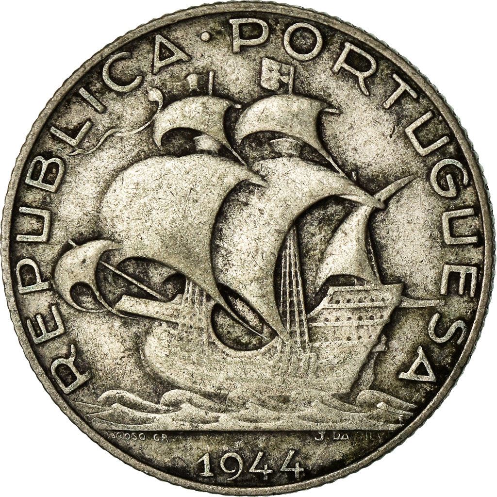 Portugal 2.50 Escudos Coin | Portuguese Ship | Silver | 1932 - 1951