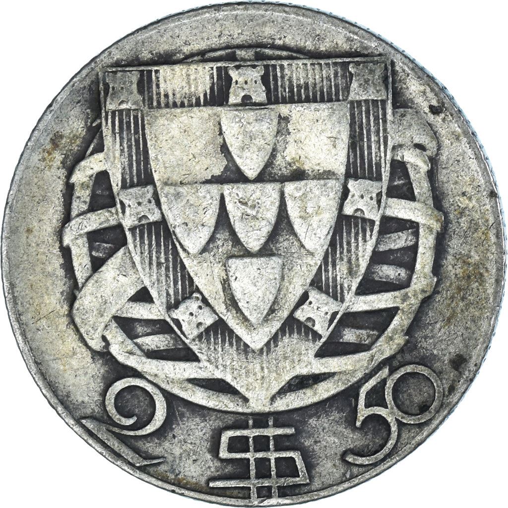 Portugal 2.50 Escudos Coin | Portuguese Ship | Silver | 1932 - 1951