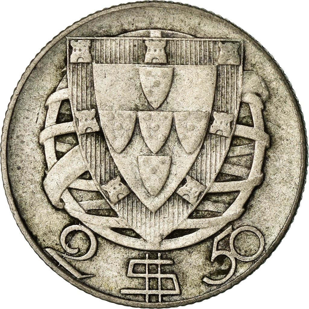 Portugal 2.50 Escudos Coin | Portuguese Ship | Silver | 1932 - 1951