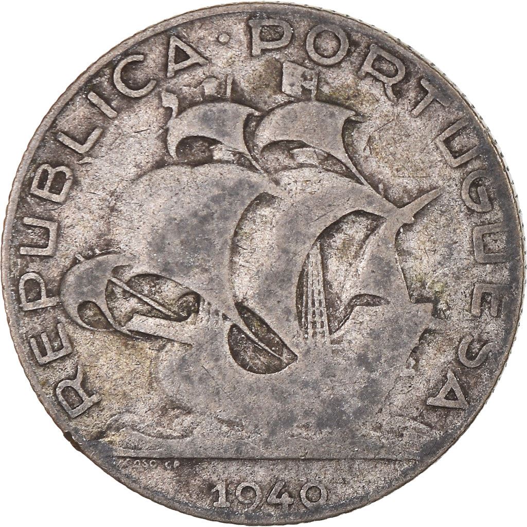 Portugal 2.50 Escudos Coin | Portuguese Ship | Silver | 1932 - 1951