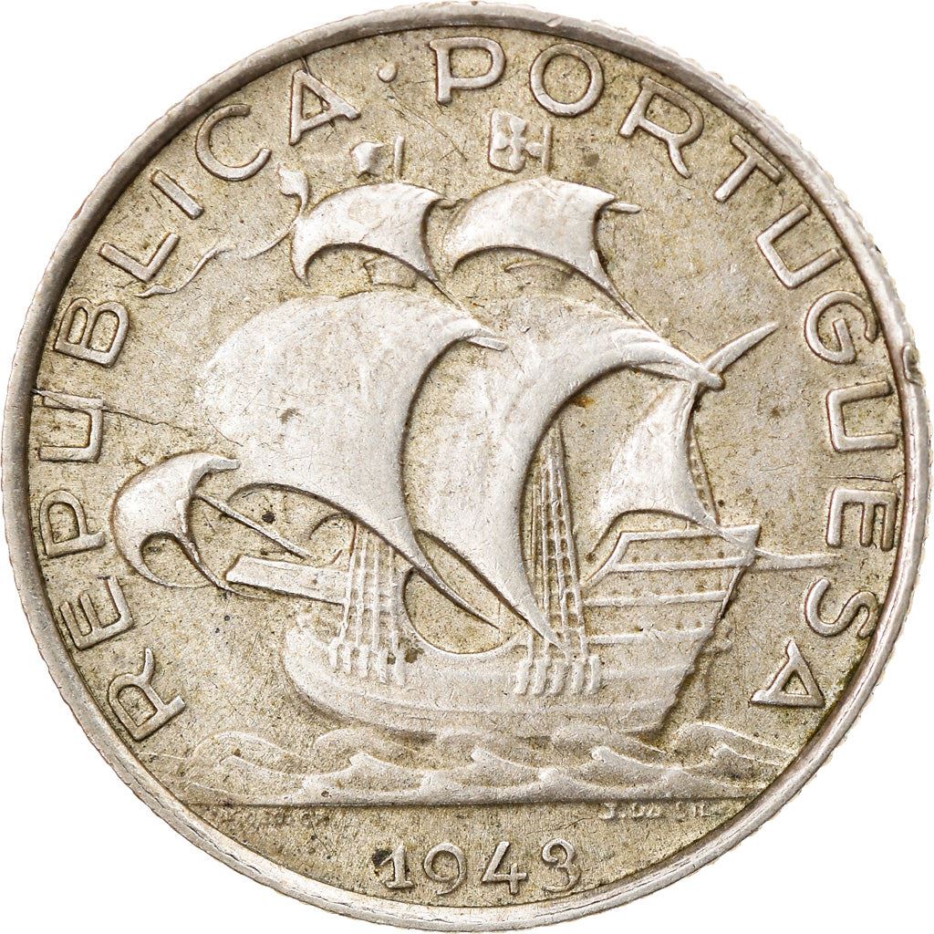 Portugal 2.50 Escudos Coin | Portuguese Ship | Silver | 1932 - 1951