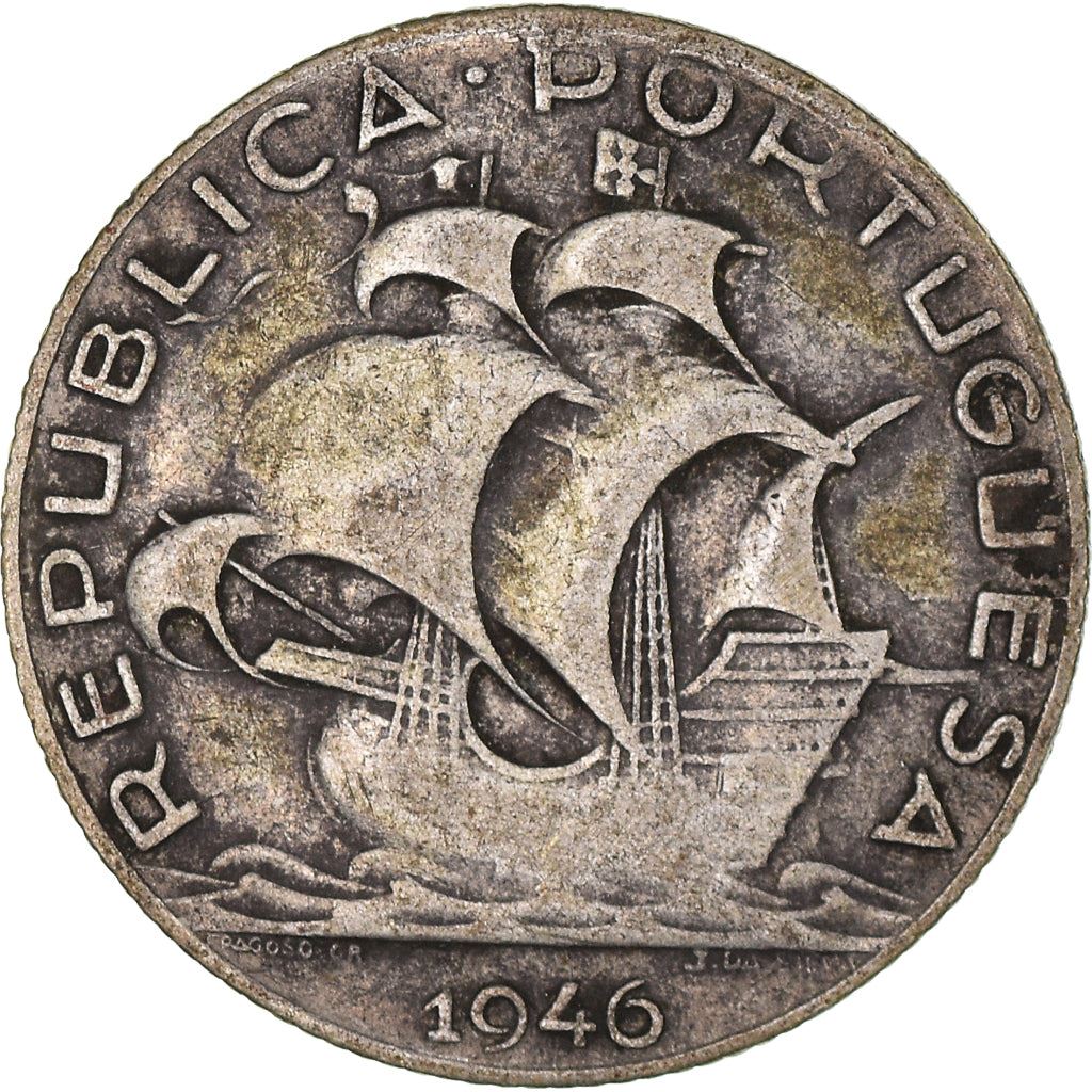 Portugal 2.50 Escudos Coin | Portuguese Ship | Silver | 1932 - 1951