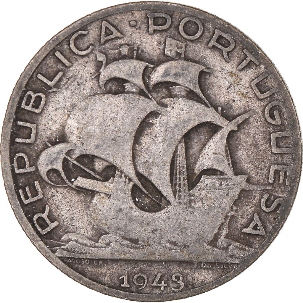 Portugal 2.50 Escudos Coin | Portuguese Ship | Silver | 1932 - 1951