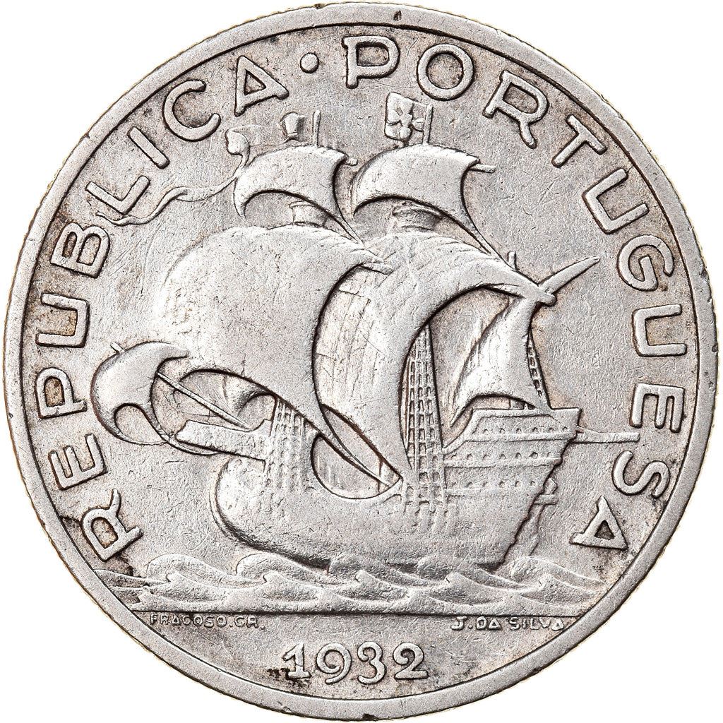 Portugal 5 Escudos | Portuguese Silver Coin | Caravelle | Ship | KM581 | 1932 - 1951