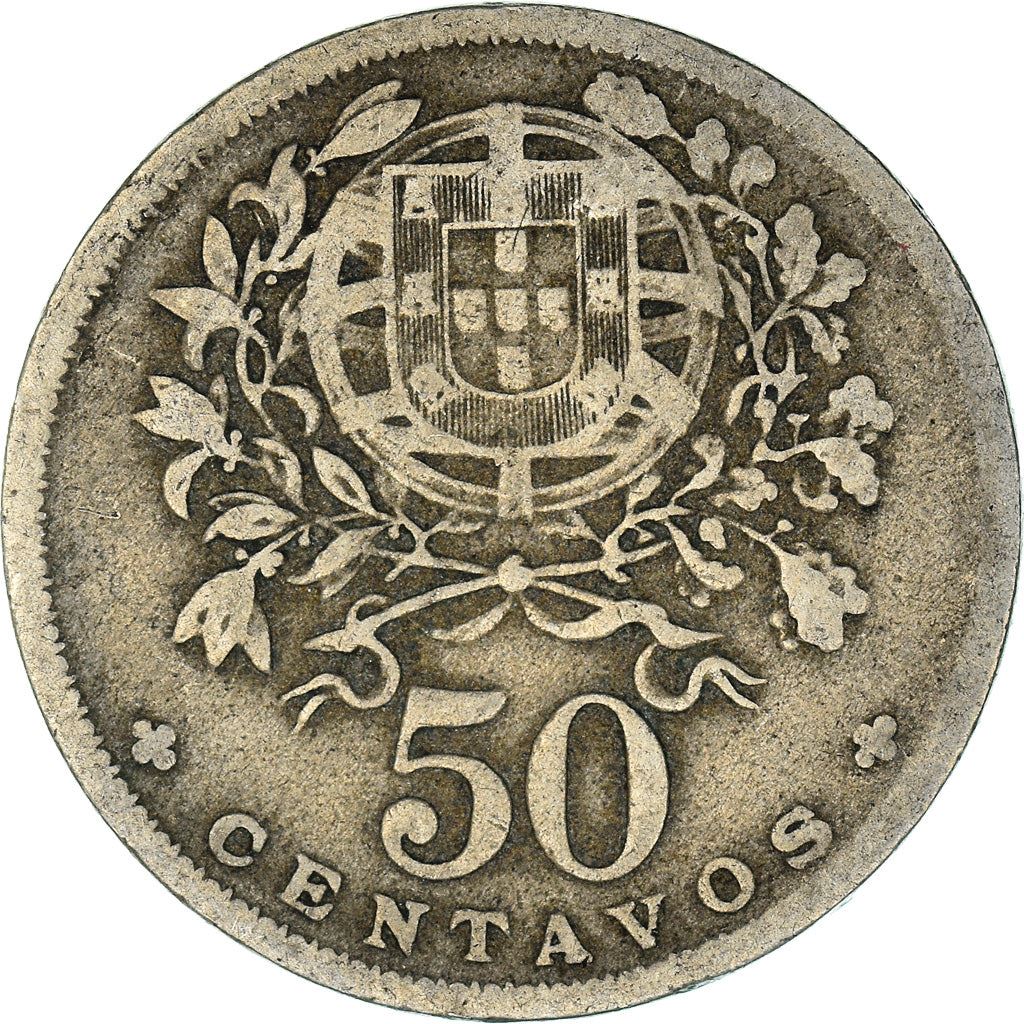 Portugal 50 Centavos Coin | Republic Allegory | KM577 | 1927 - 1968