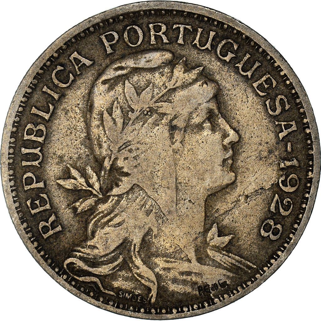 Portugal 50 Centavos Coin | Republic Allegory | KM577 | 1927 - 1968