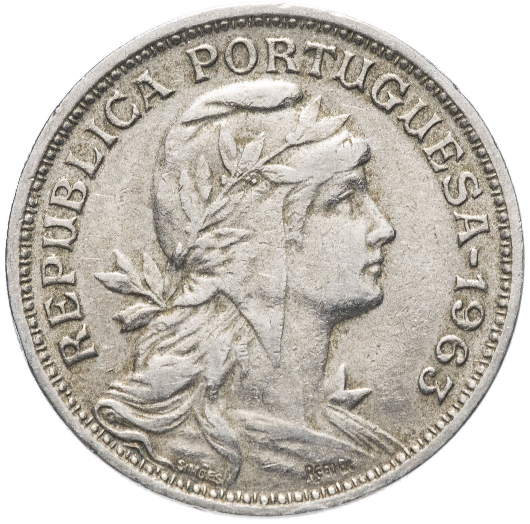 Portugal 50 Centavos Coin | Republic Allegory | KM577 | 1927 - 1968