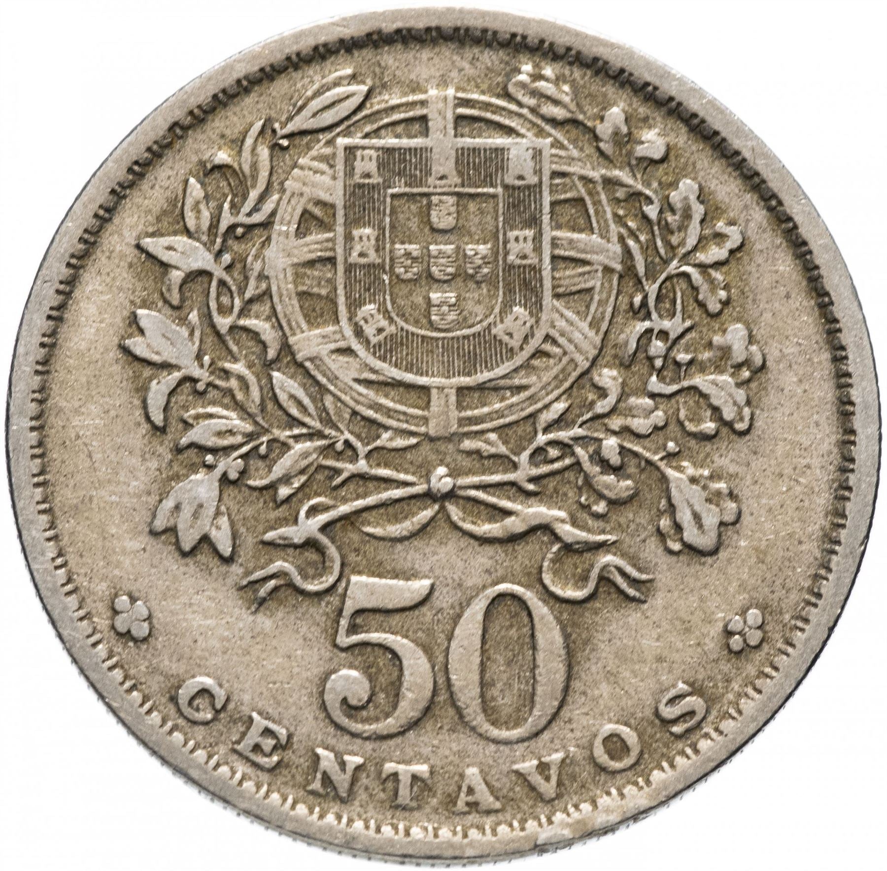 Portugal 50 Centavos Coin | Republic Allegory | KM577 | 1927 - 1968