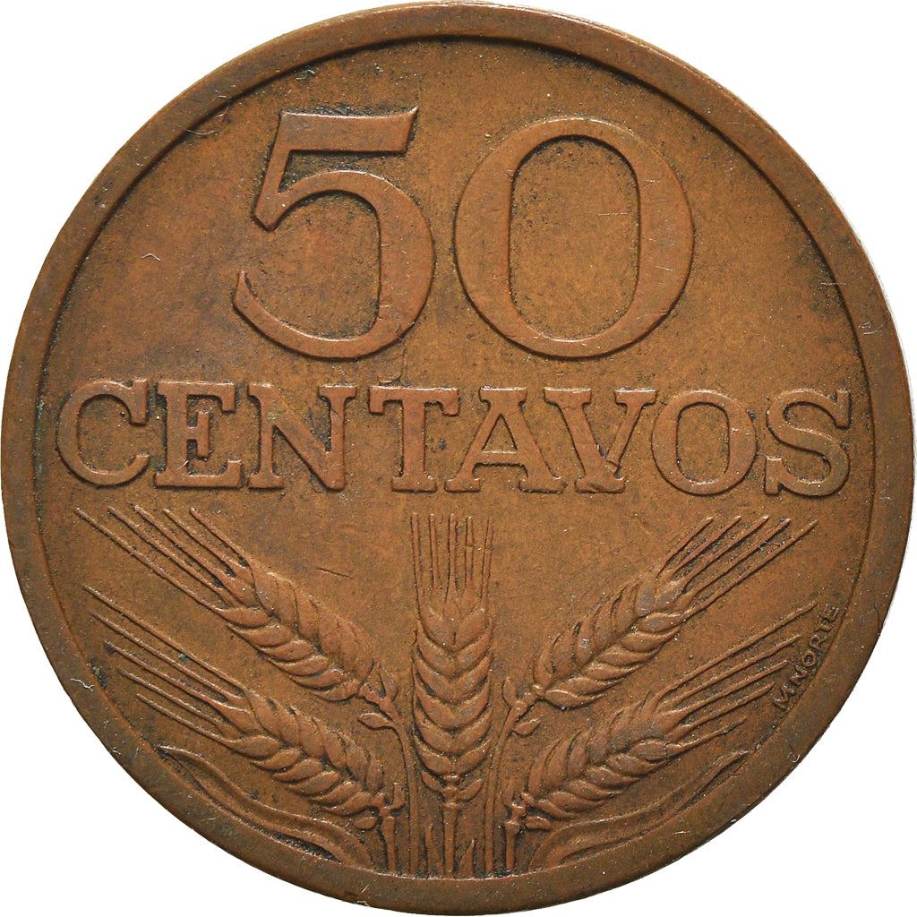 Portugal Coin Portuguese 50 Centavos | Cross | Wheat Ear | KM596 | 1969 - 1979