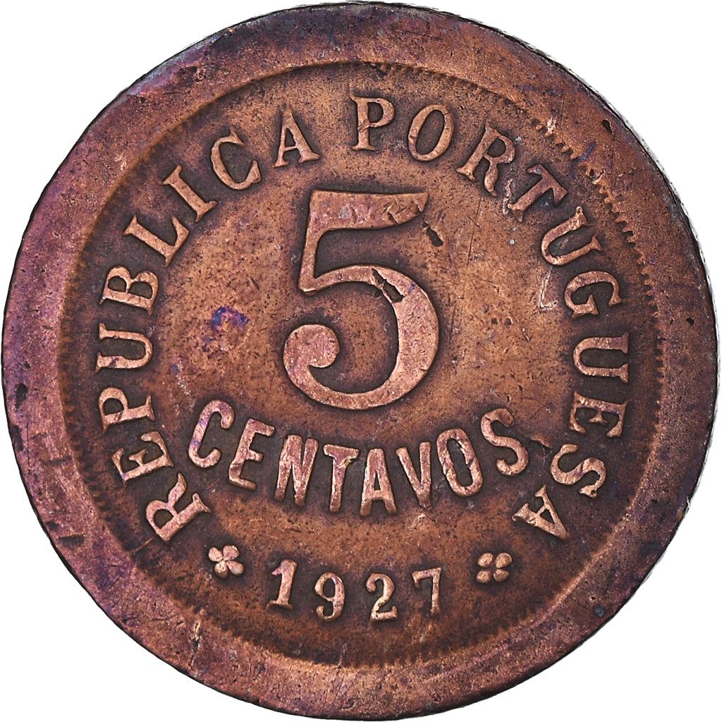 Portuguese 5 Centavos Coin | Republica Head | KM572 | 1924 - 1927