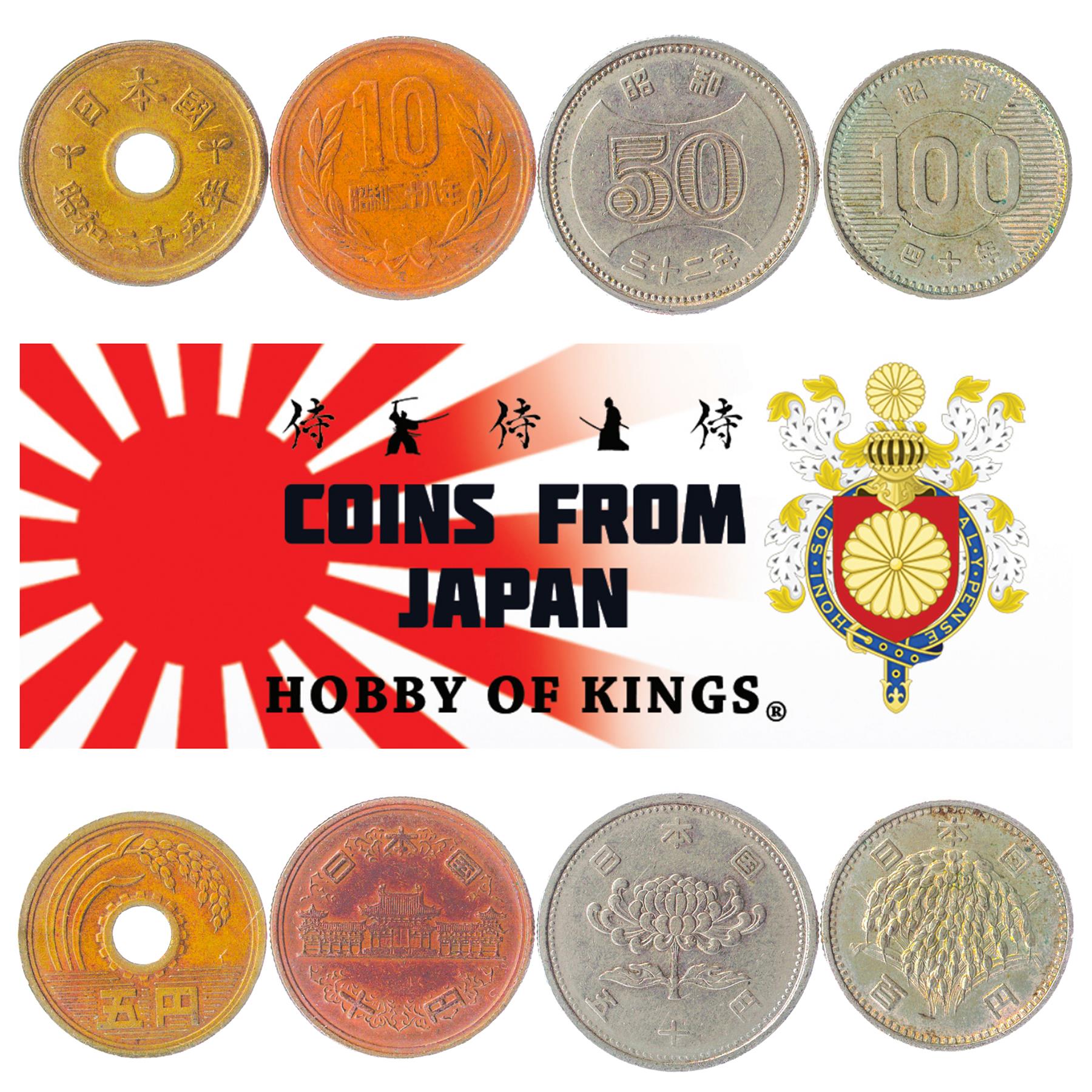 Set 4 Coins Japan 5 10 50 100 Yen 1949 - 1966