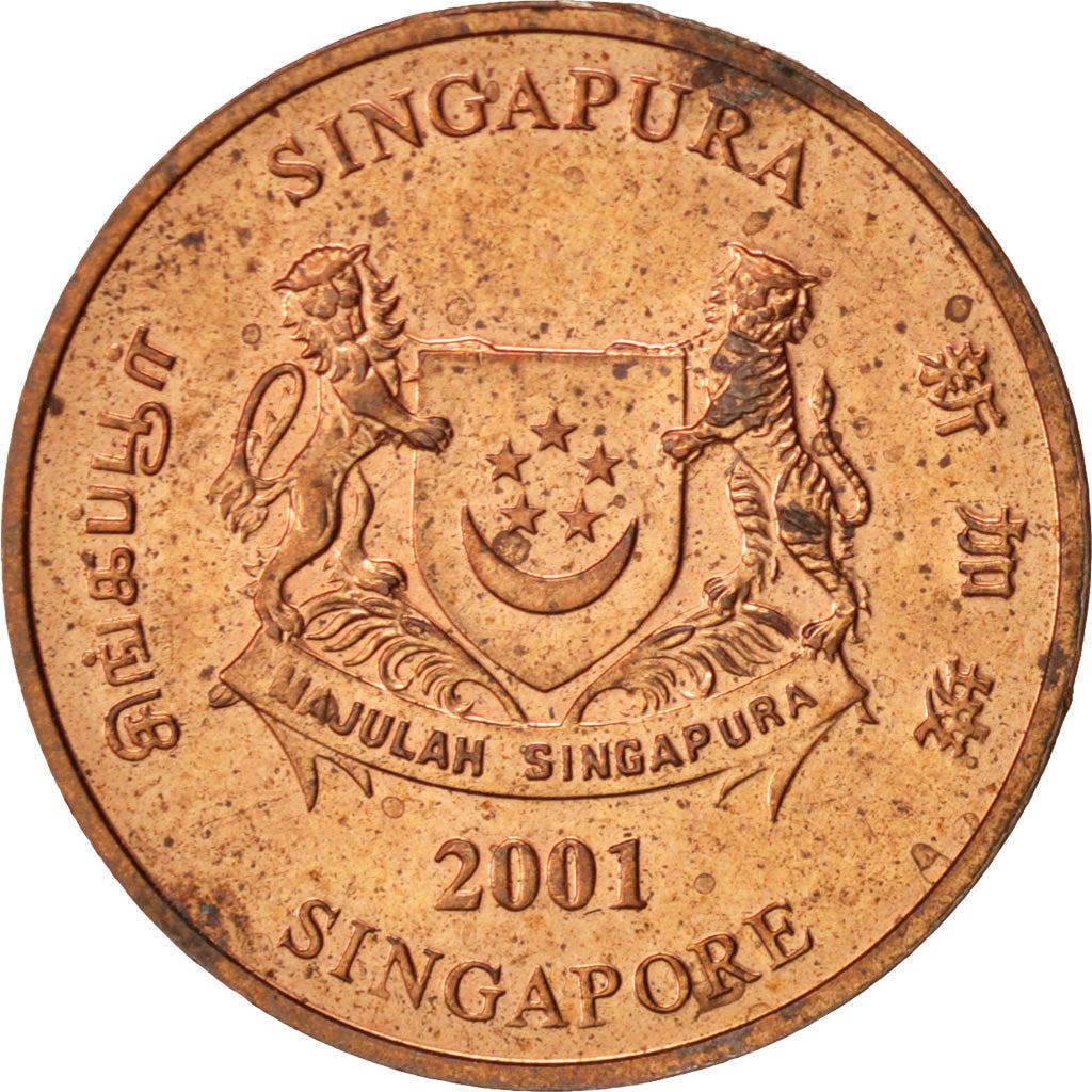 Singapore 1 Cent Coin | ribbon downwards | KM98 | 1992 - 2002 Copper plated zinc