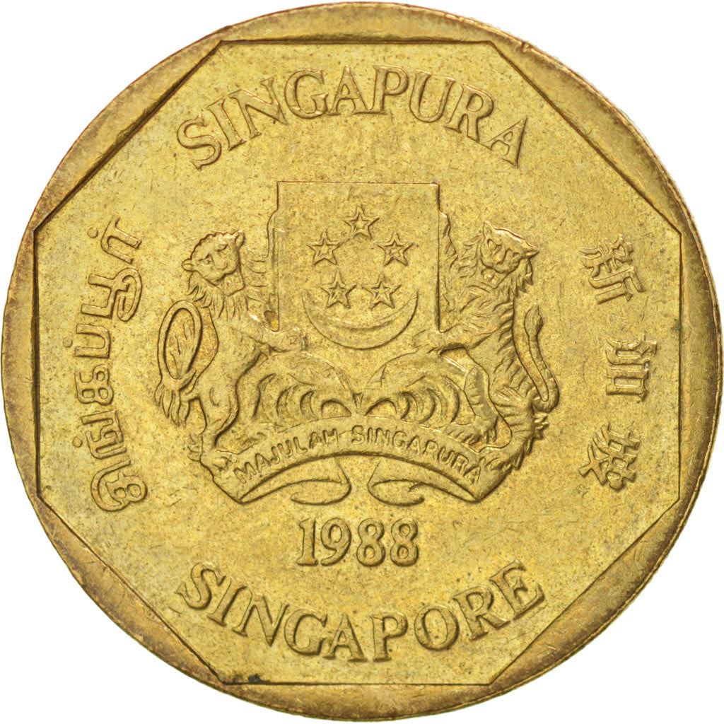 Singapore | 1 Dollar Coin | Ribbon upwards | KM54b | 1987 - 1991 | Aluminium-bronze