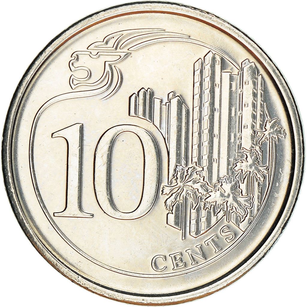 Singapore 10 Cents Coin | KM346 | 2013 - 2019 Nickel plated steel