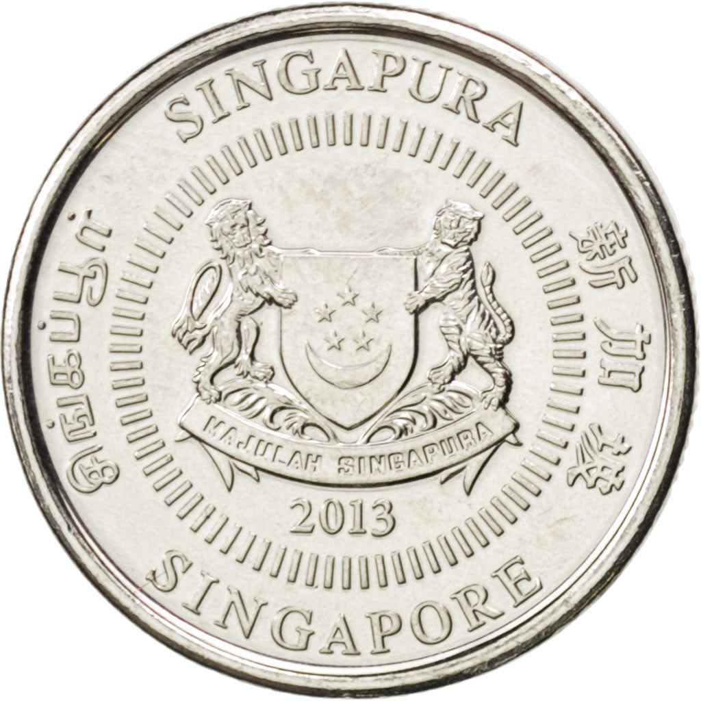 Singapore 10 Cents Coin | KM346 | 2013 - 2019 Nickel plated steel