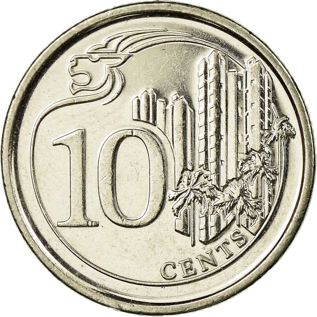 Singapore 10 Cents Coin | KM346 | 2013 - 2019 Nickel plated steel