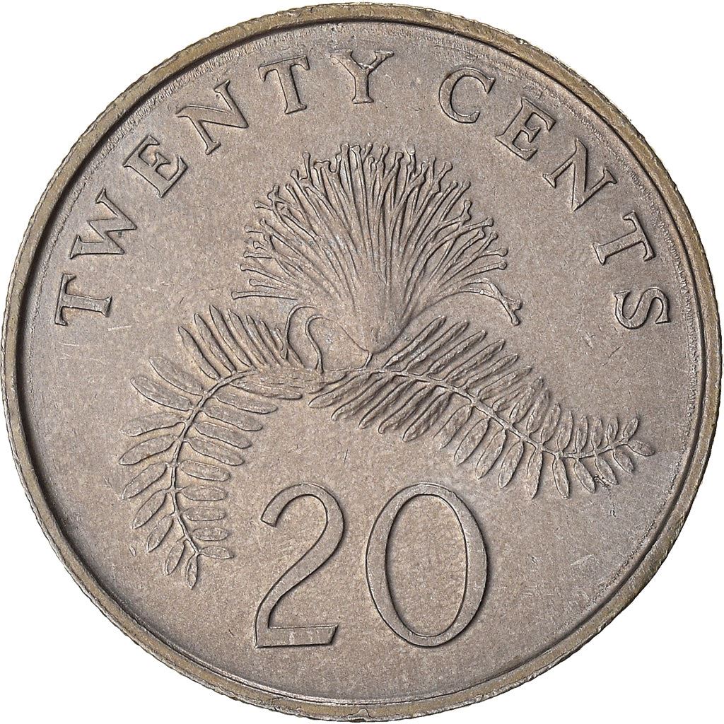 Singapore | 20 Cents Coin | Powder-puff plant | Km:52 | 1985 - 1991