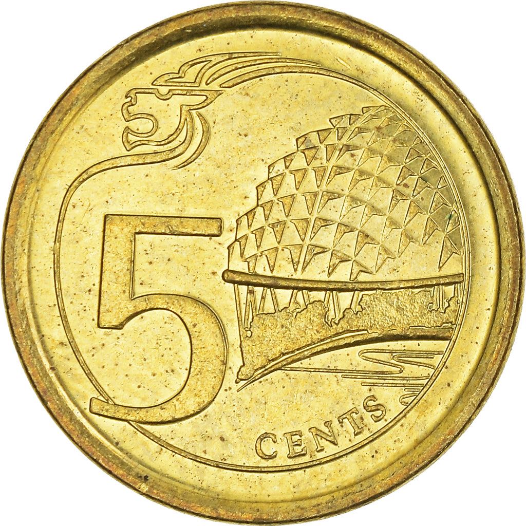 Singapore 5 Cents Coin | KM345 | 2013 - 2018 Brass plated steel