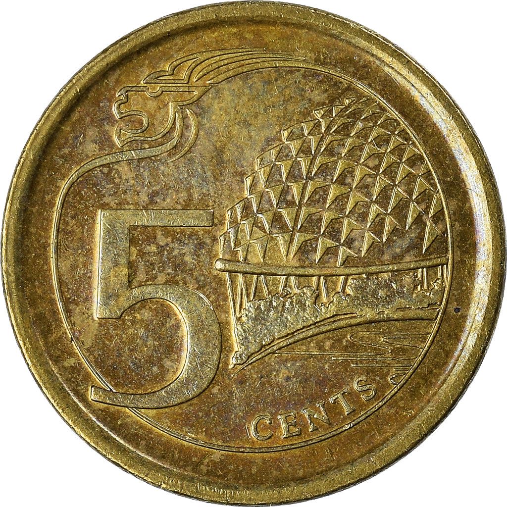 Singapore 5 Cents Coin | KM345 | 2013 - 2018 Brass plated steel