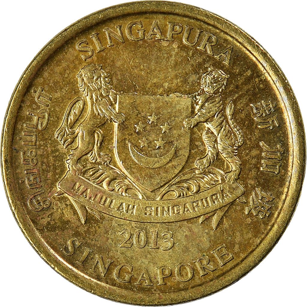 Singapore 5 Cents Coin | KM345 | 2013 - 2018 Brass plated steel