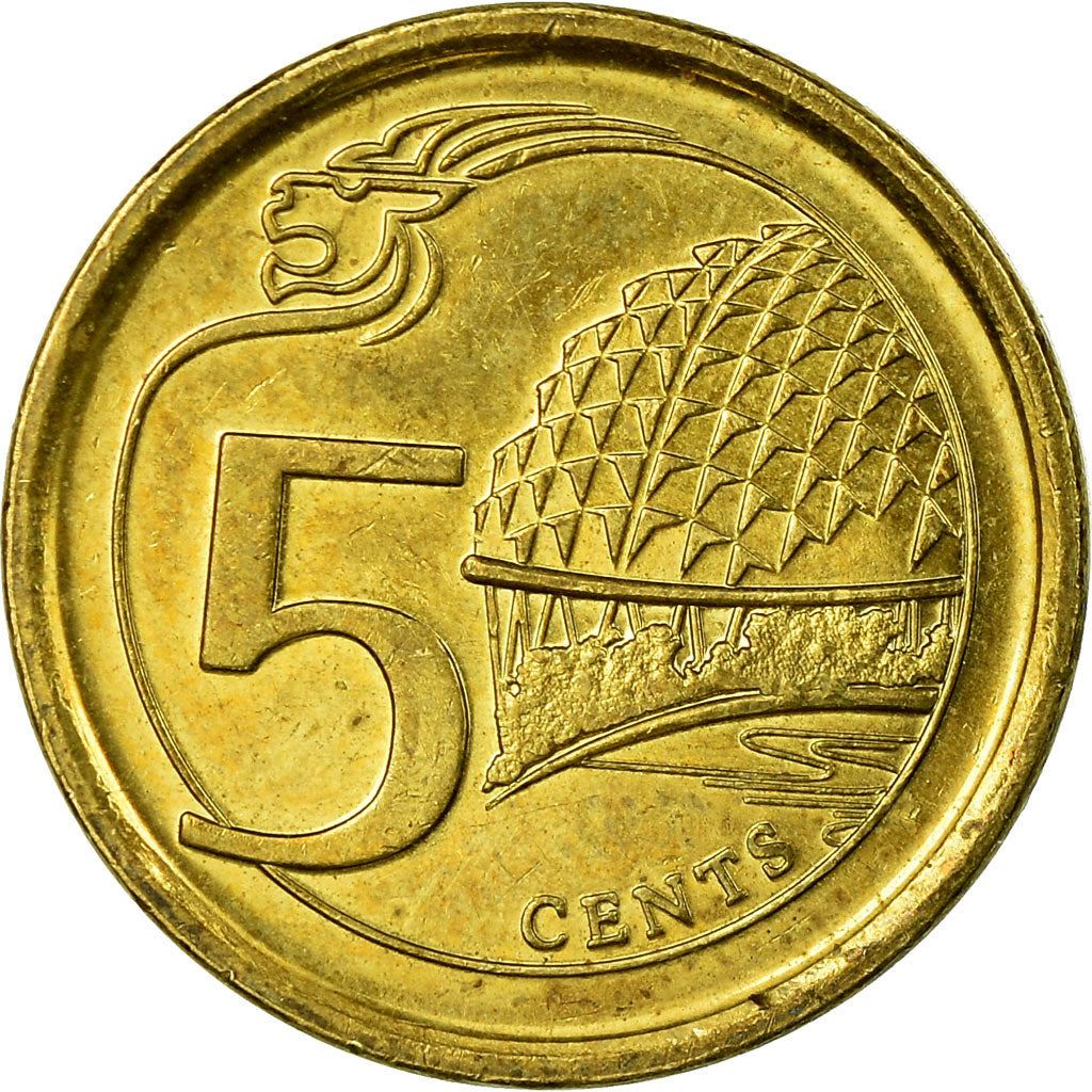 Singapore 5 Cents Coin | KM345 | 2013 - 2018 Brass plated steel