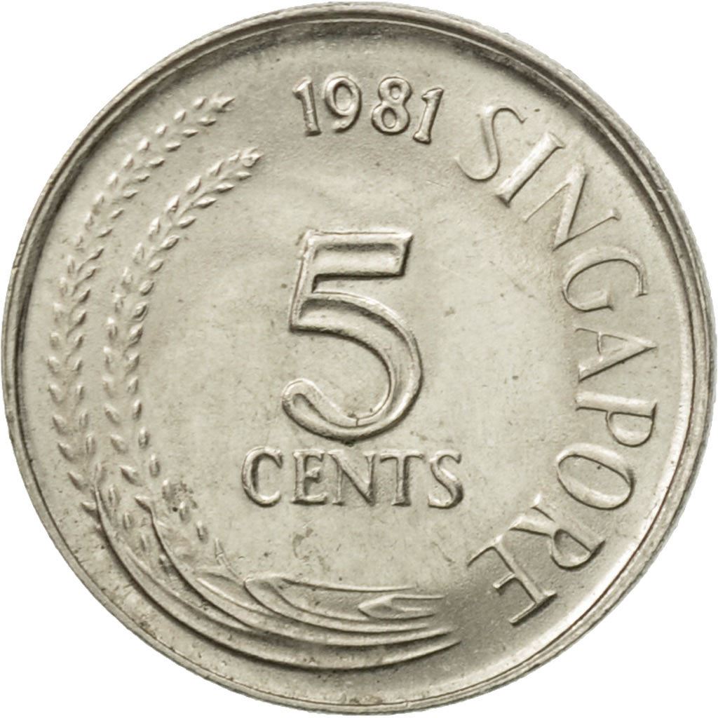 Singapore 5 Cents Coin | magnetic | KM2a | 1980 - 1984 Copper-nickel clad steel