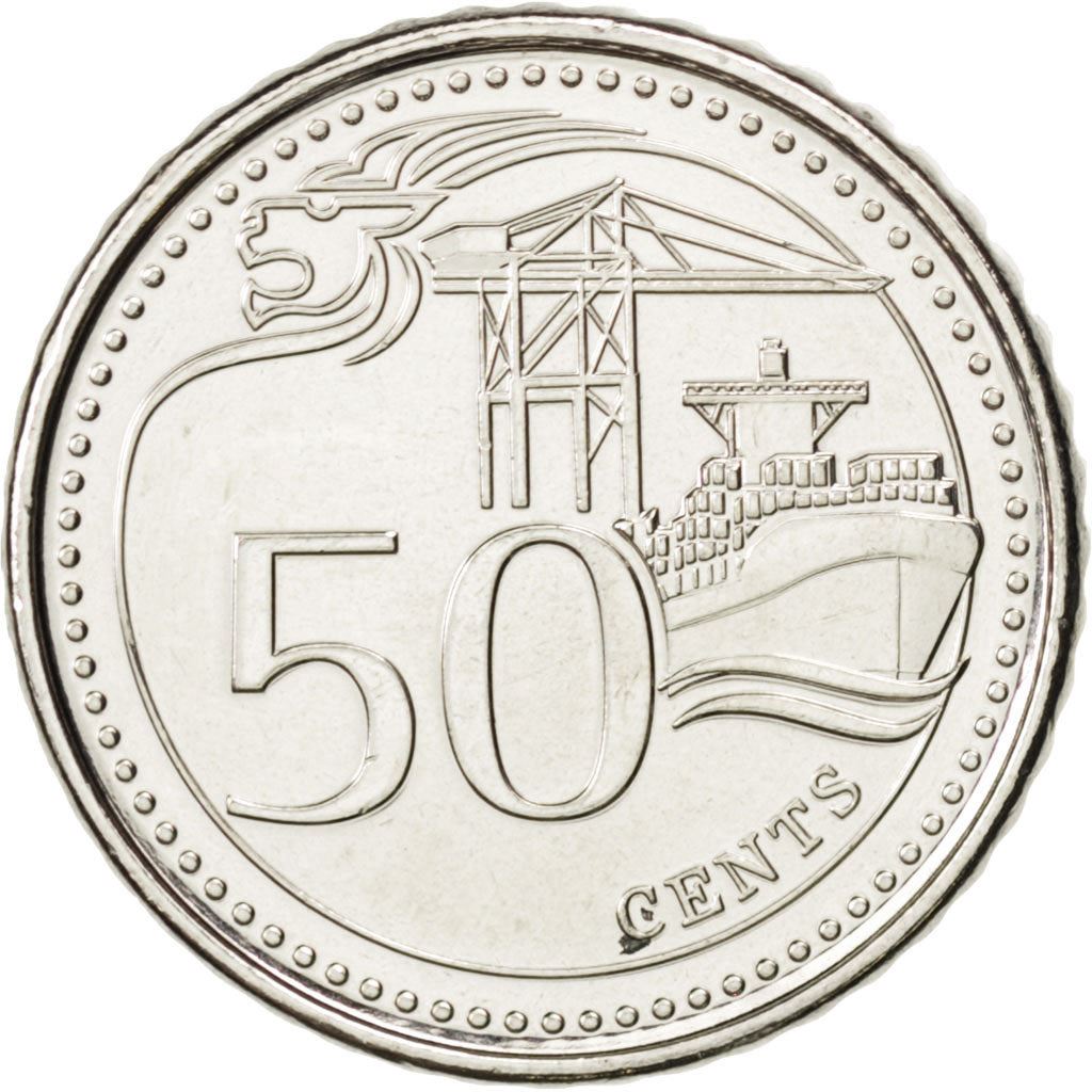 Singapore 50 Cents Coin | KM348 | 2013 - 2019 Nickel plated steel