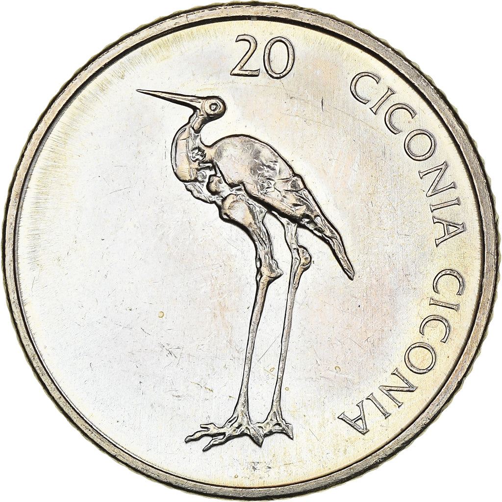 Slovenia | 20 Tolarjev Coin | Stork | KM51 | 2003 - 2006