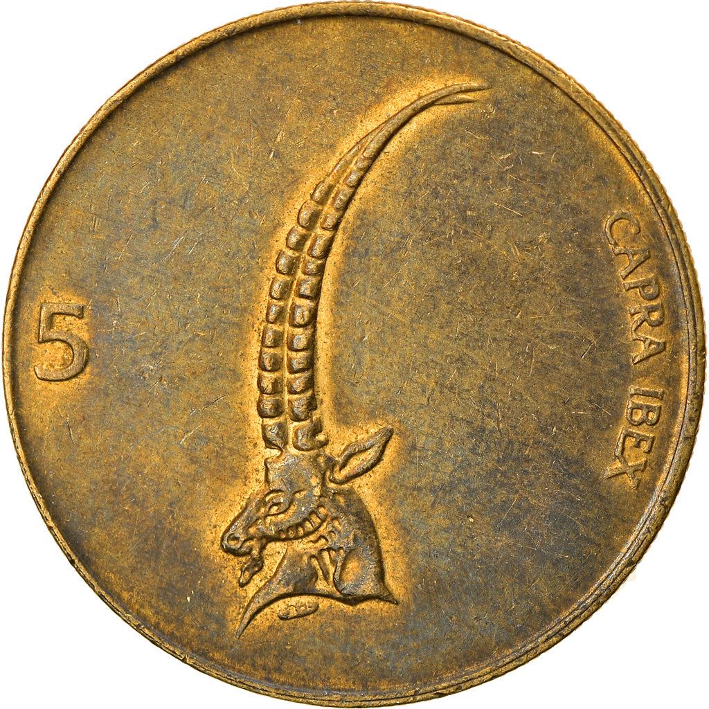 Slovenia 5 Tolarjev Coin | Alpine Ibex | KM6 | 1992 - 2006