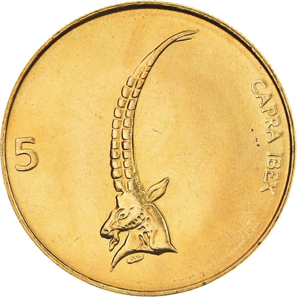 Slovenia 5 Tolarjev Coin | Alpine Ibex | KM6 | 1992 - 2006