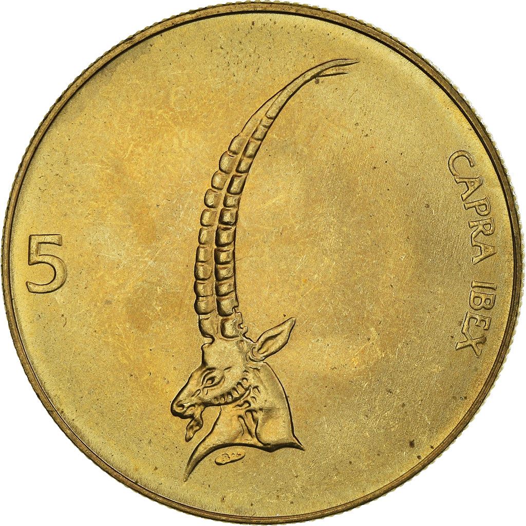 Slovenia 5 Tolarjev Coin | Alpine Ibex | KM6 | 1992 - 2006