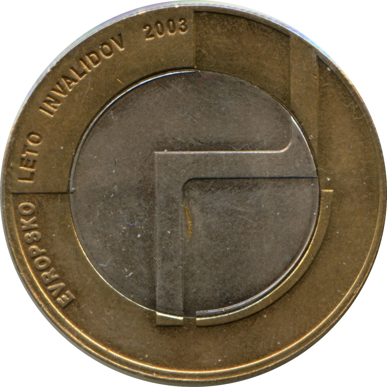 Slovenia 500 Tolarjev Coin | Year of the Disabled | Wheelchair | KM50 | 2003