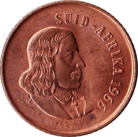 South Africa 1 Cent Coin | Afrikaans Legend - SUID-AFRIKA | KM65.2 | 1965 - 1969