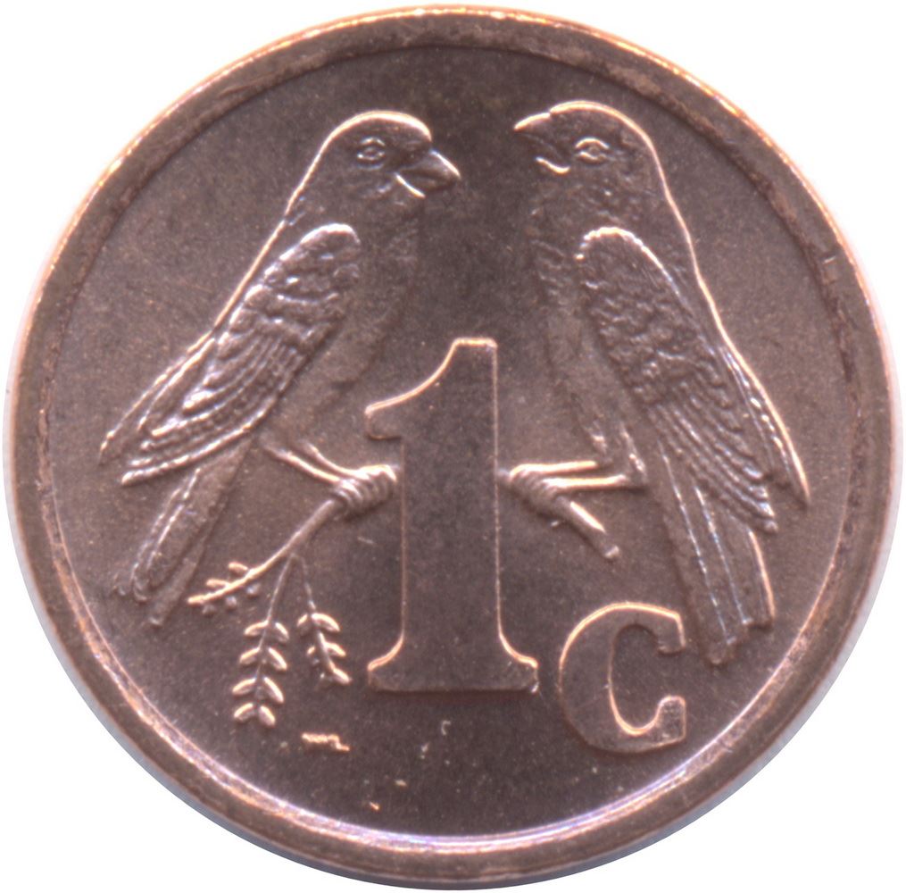 South Africa | 1 Cent Coin | Birds | Sparrows | Km:158 | 1996