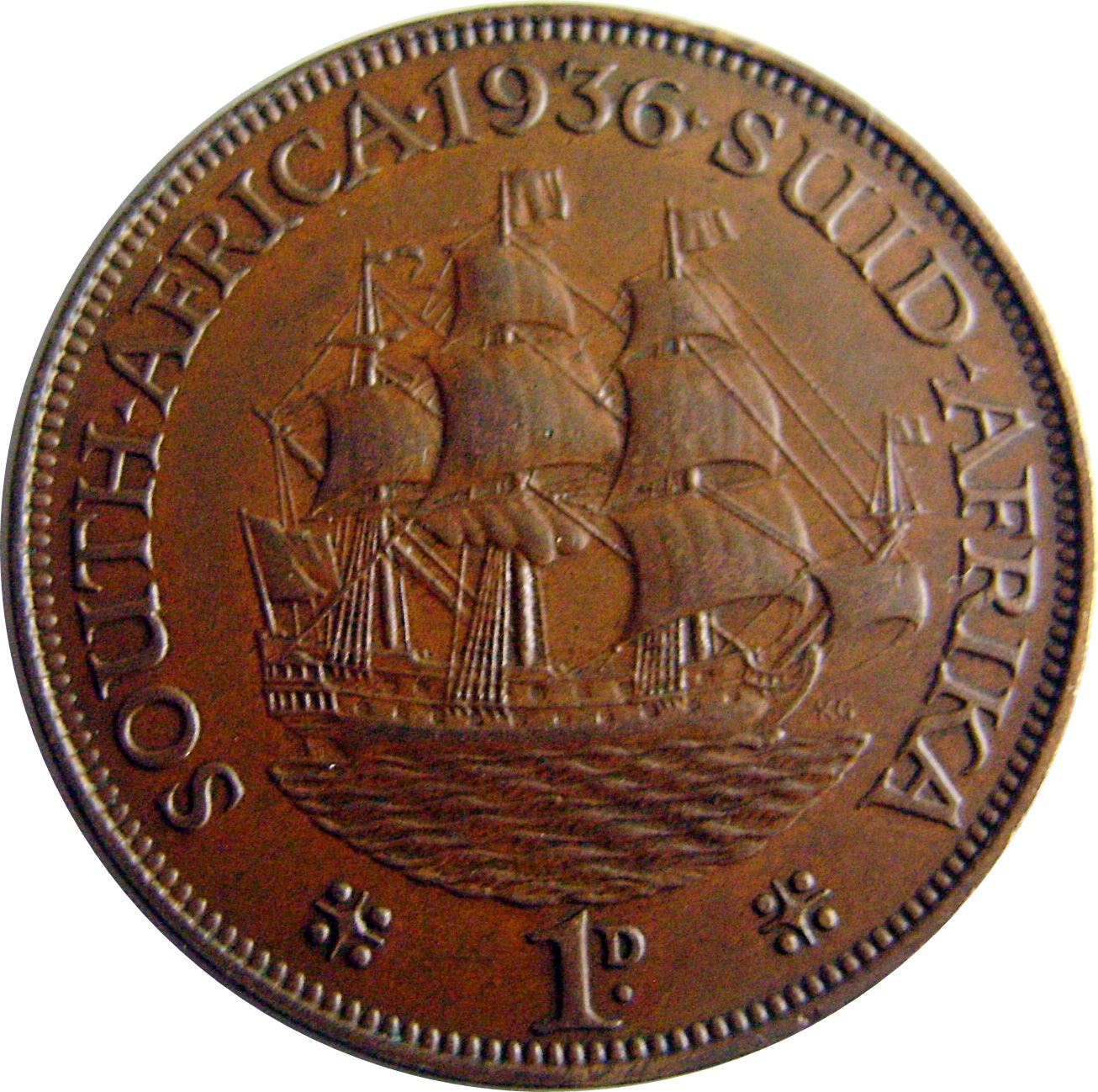 South Africa 1 Penny Coin | George V | 1D | KM14.3 | 1931 - 1936